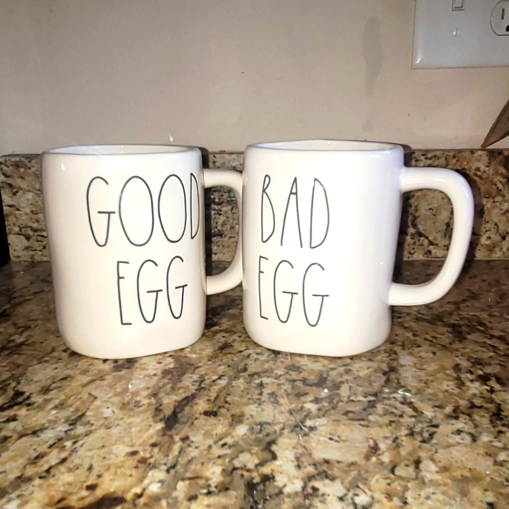 Rae Dunn Good Egg Bad Egg Coffee Mugs